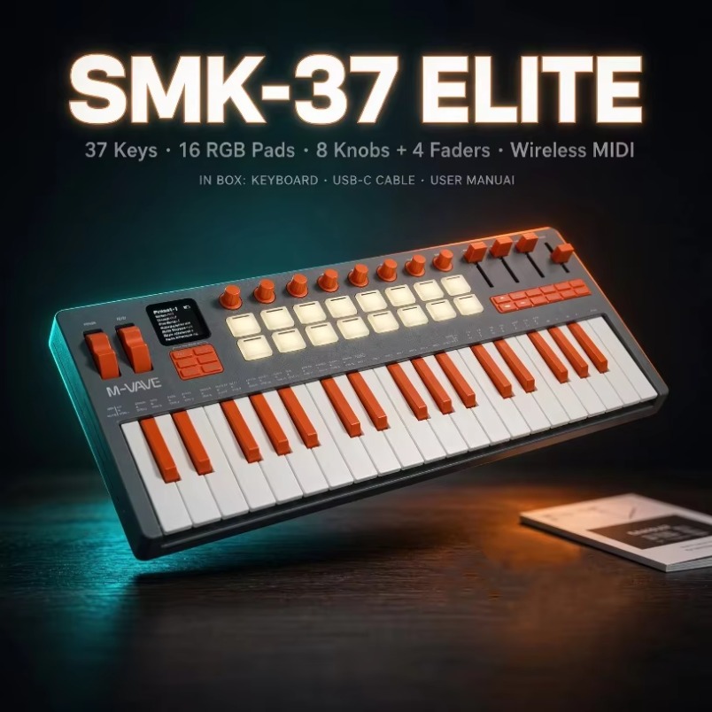 Midi Controller Pad - M-VAVE SMK-37 Elite MIDI Klavye, 37